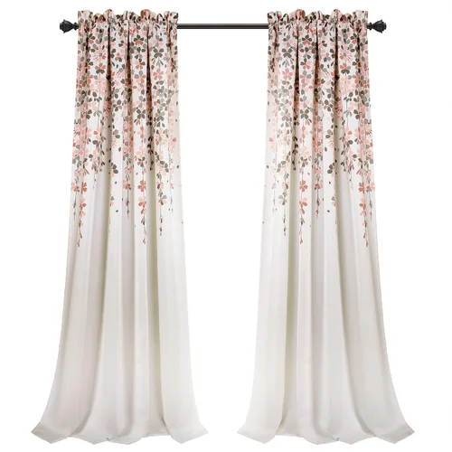 Miniatura 7 de Lush Decor Cenefa para ventana con filtro de luz, colección Weeping Flower, juego de cortinas, un par, 52" de ancho x 95" de largo + 2" de cabecera