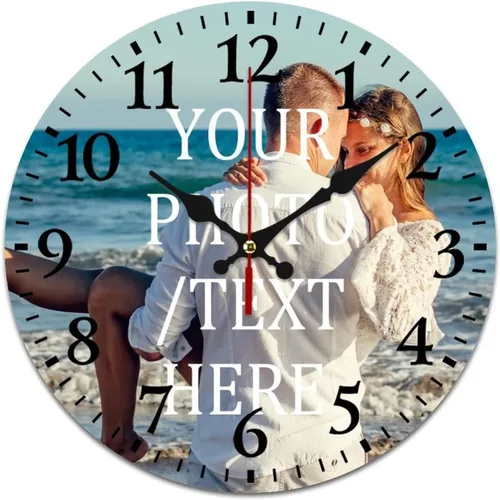 Miniatura 11 de Reloj de pared personalizado, reloj de pared personalizado con foto/imagen, texto, reloj sin tictac, silencioso, reloj de pared digital Estilo 1