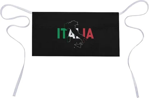 Delantal de cintura con mapa de la bandera de Italia con 3 bolsillos, delantal de servidor, medio delantal, delantal corto para cocina, restaurante