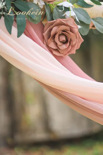 Miniatura 7 de Lookein Cortinas de arco para boda, fiesta, recepción, telón de fondo, cenador de boda, 3 paneles de 30 pulgadas de ancho, 6.5 yardas, rosa rosa