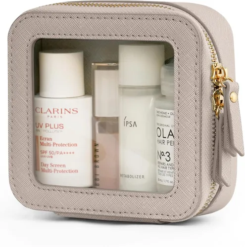 Miniatura 20 de Bolsa de maquillaje transparente Popvibe, estuche de cosméticos de viaje con cremallera, bolsa de aseo transparente con cremallera, organizador Malva