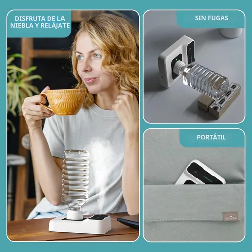 Miniatura 4 de Humidificador de viaje, pequeño humidificador portátil para plantas, dormitorio, oficina, hotel o automóvil, 5000 mAh, funciona con pilas, mini