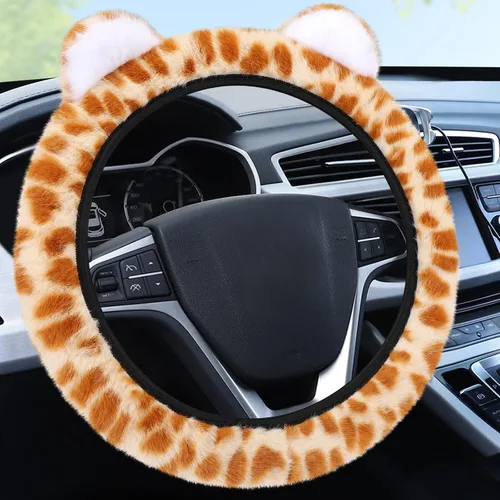 Miniatura 19 de Accmor - Funda mullida para volante para mujeres y niñas, ajuste universal de 15 pulgadas, funda de freno de mano y funda para palanca de cambios