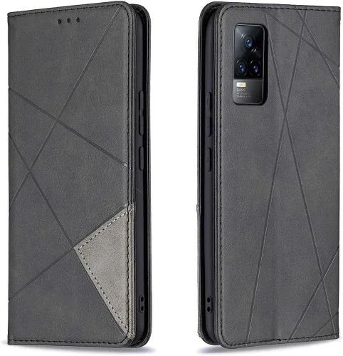 Miniatura 11 de Funda con tapa para Vivo Y11, Y15, Y12 e Y17, diseño de rombos de piel sintética, con función atril, cierre magnético, para Vivo Y11/Y15/Y12/Y17