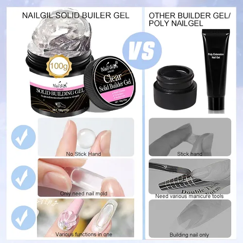 Miniatura 5 de NAILGIL - Gel 3D para arte de uñas, sin hemas, 3.53 oz de gel sólido constructor para esculpir las manos no pegajosas para extensiones, modelado
