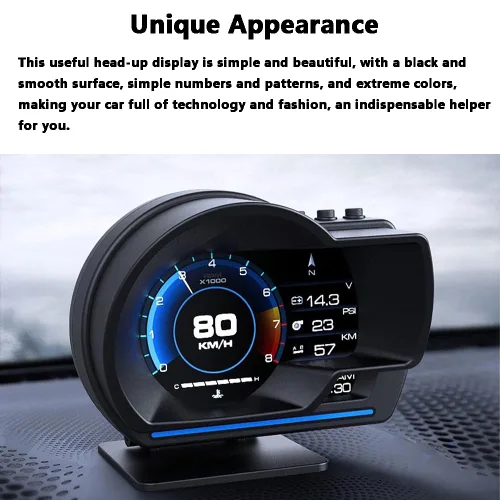 Miniatura 9 de Riloer Pantalla frontal para coche, GPS+OBD HUD Head Up Display P6 para la mayoría de los coches (negro)