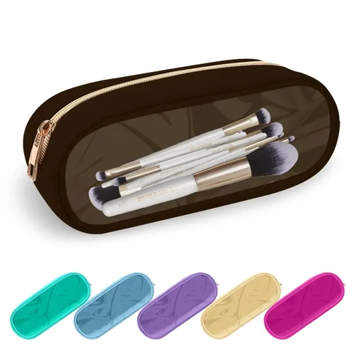 Miniatura 34 de Estuche pequeño para lápices y maquillaje para bolso, lindo estuche de lápices, bolsa de pinceles de maquillaje de nylon con cremallera, estuche