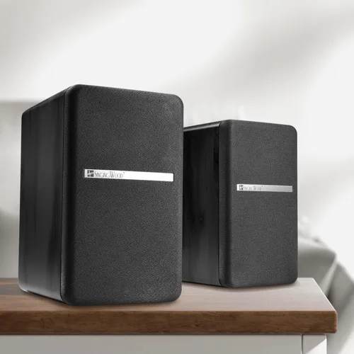 Miniatura 2 de SINGING WOOD BT27 - Altavoces Bluetooth activos, con control y control remoto, monitor de estudio con 2 entradas auxiliares de línea, 54 vatios RMS