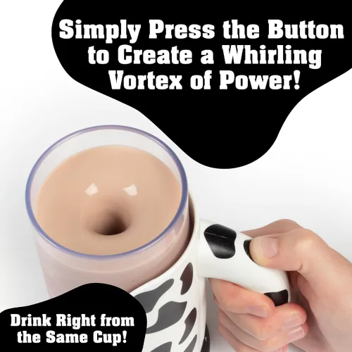 Miniatura 3 de Hog Wild Moo Mixer Supreme - Taza Mezcladora de Leche con Chocolate, Taza de 16 Onzas + Tapa Antiderrames y Base Desmontable Fácil de Limpiar
