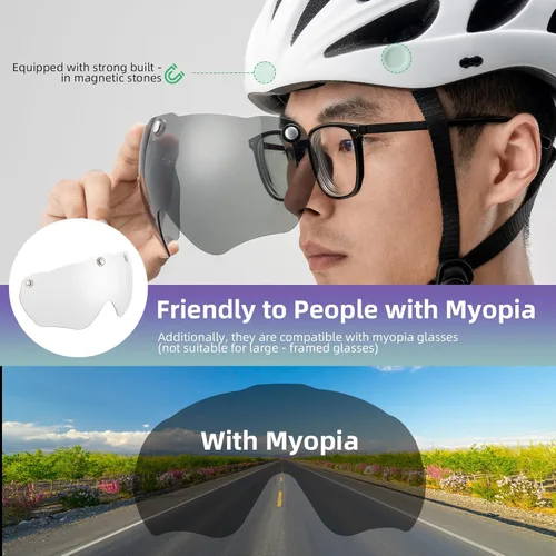 Miniatura 3 de ROCKBROS - Casco de bicicleta para hombres y mujeres adultos con ajuste sugerido de 58-65cm, gafas magnéticas desmontables y visera solar, ligero Ti