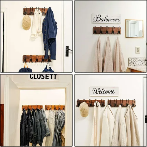 Miniatura 6 de Dseap Perchero de Pared Montado - Perchero Resistente de Granja Rústico de Pared con 5 Ganchos de Alambre para Ropa, Sombrero, Chaqueta, Toalla
