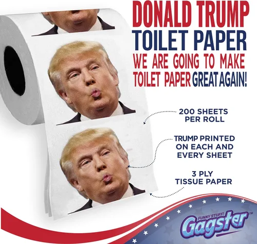 Miniatura 2 de Rollo de Papel Higiénico Político de Trump por Gagster - 3 Capas de Papel Higiénico Divertido y Novedoso con Imagen a Todo Color - 200 Hojas por