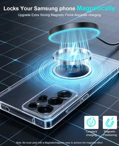 Miniatura 2 de Cargador inalámbrico Samsung de 6 pies, cargador inalámbrico magnético de 6 pies, almohadilla de carga rápida con puertos USB-C/A para Samsung