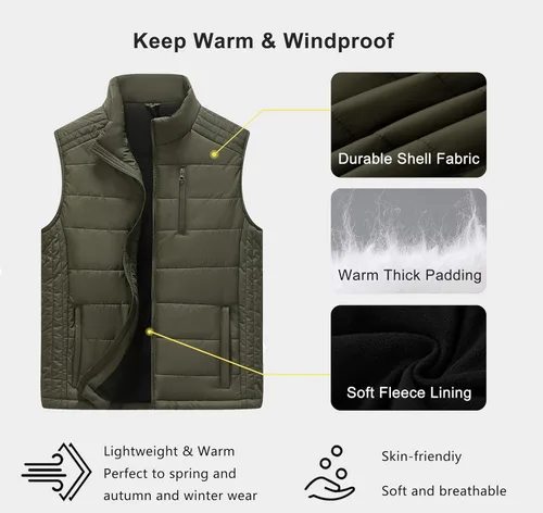 Miniatura 4 de Vcansion Chaleco acolchado con cuello alto casual para hombre