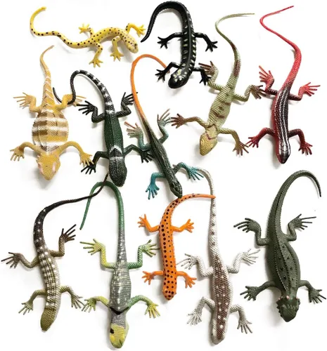 12 piezas de lagartos de goma realistas, figuras de animales, modelo artificial, lagarto de reptil para decoración de recuerdos de fiesta, juguetes