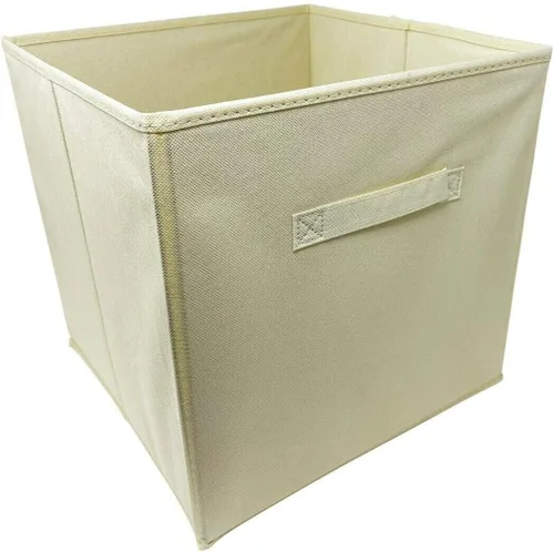 Paquete de 6 cubos grandes de almacenamiento de tela, organizador de canastas de 13 x 13 x 13 pulgadas, color beige con asa de tela