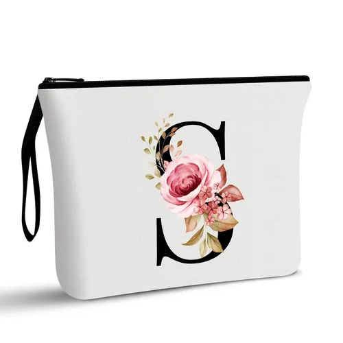 Vavabox A-Z Bolsa de maquillaje personalizada, regalos de cumpleaños para mujeres y mamá, regalos para mejor amiga, bolsa de cosméticos para novia