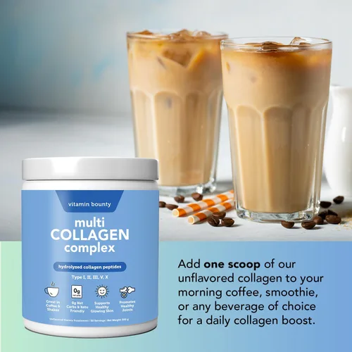 Miniatura 8 de Vitamin Bounty Complejo de colágeno múltiple – Péptidos de colágeno hidrolizados tipos I, II, III, V y X – Apoya la elasticidad de la piel, la salud