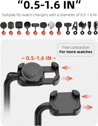 Miniatura 6 de Base de carga inalámbrica universal 2 en 1 con soporte ajustable para reloj inteligente, compatible con Samsung Galaxy, Google Pixel, Huawei