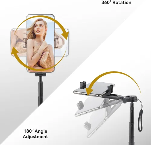 Miniatura 2 de UTEBIT 18" Selfie Stick with Wireless Remote, Extendable Selfie Telescopic Stick with Bluetooth Remote, Portable Phone tripods for Live Streaming