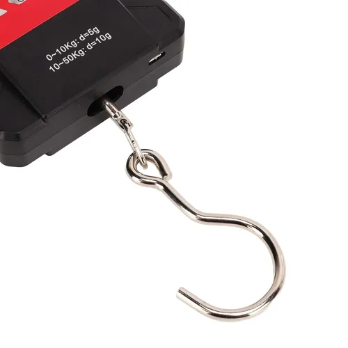 Miniatura 6 de Escala colgante digital de 0.0-110.2 lbs Mini grúa de mano con pantalla LED Escala de peso de pescado con gancho en forma de S para transporte