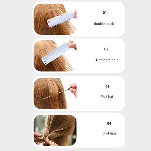 Miniatura 4 de Peine de clip para resaltar, peluquería de peluquería para alisar, peinar, tejer, cola de rata, peines de separación para estilo unisex, tejido
