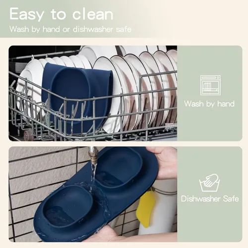 Miniatura 5 de Cuencos de comida para perros, cuencos para mascotas y cuencos de agua para perros con antiderrames y antideslizantes, cuencos alimentadores con Azul