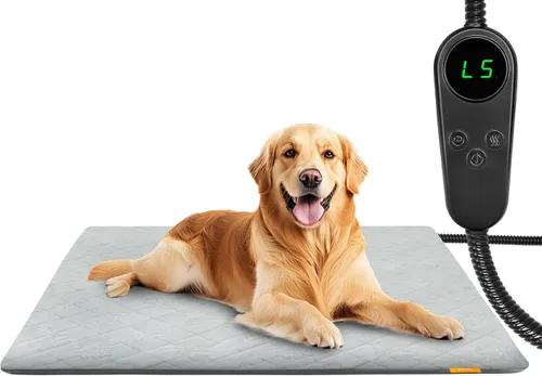 Miniatura 8 de Almohadilla térmica para mascotas para gatos y perros, cama eléctrica con calefacción, tapete calentador impermeable para interiores y exteriores