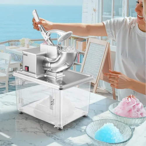 Miniatura 8 de VEVOR Trituradora de hielo comercial 661LBS/H, máquina eléctrica de cono de nieve de 350 W con 4 cuchillas, máquina de hielo afeitado de acero