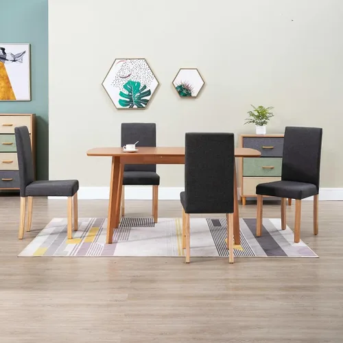 Miniatura 19 de Modern Dining Chairs Set of 2 Black Fabric Upholstered with Rubber Wood Frame for Kitchen Dining Room Farmhouse Decor