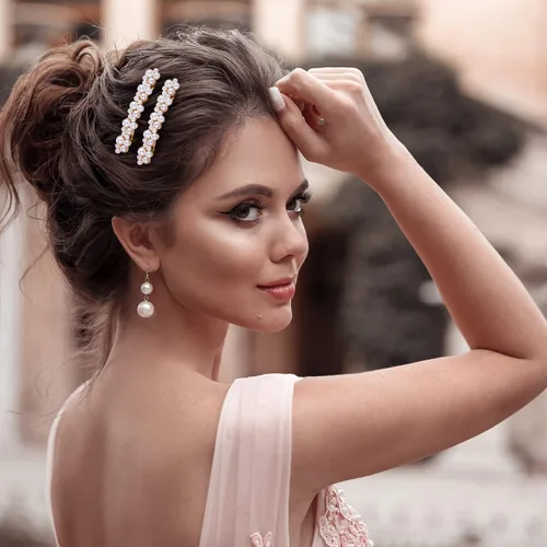 Miniatura 7 de OIIKI Pinzas para el cabello con diamantes de imitación de perlas, elegantes pasadores con alfileres para mujeres, niñas, novias, fiestas, bodas