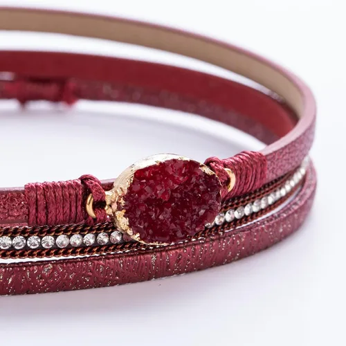 Miniatura 131 de FANCY SHINY - Pulsera de cuero estilo bohemio, pulsera de cuentas de cristal con cierre magnético, regalos de joyería para mujer