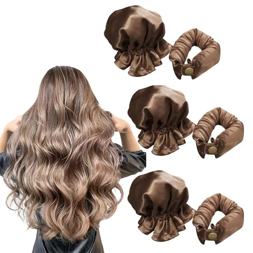 6 rodillos de pelo para rizos sin calor con gorras de pelo, 3 juegos de rizador de pelo sin calor, diadema suave para dormir durante la noche,