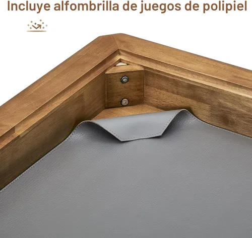 Miniatura 6 de Mesa de Juego de Mesa con Tablero Removible, Asientos para 4 a 6 Jugadores con Área de Juego de 57in x 33in, Incluye Alfombrilla de Juego, Nuez