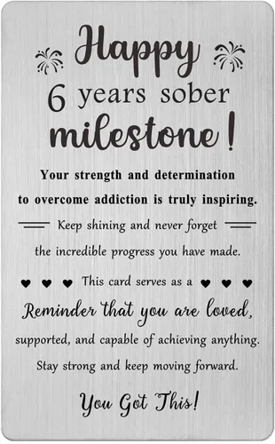 Miniatura 10 de TGCNQ Regalos de sobriedad de 1 mes - Regalos de recuperación para mujeres y hombres - Tarjeta de metal de aniversario sobrio de 30 días