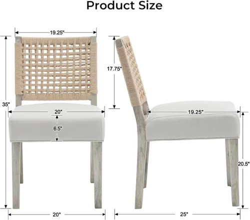 Miniatura 2 de LZAREAL Juego de 4 sillas de comedor estilo granja, con tapizado de tela de lino, sillas laterales decorativas, estilo moderno de mediados de siglo