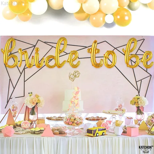 Miniatura 7 de KatchOn, Globos dorados con texto en inglés "Bride To Be", 16 pulgadas, globos de despedida de soltera para decoraciones de despedida de soltera, Oro