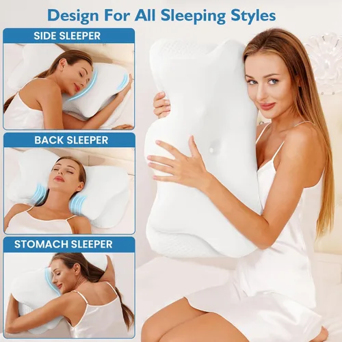 Miniatura 2 de 2 almohadas cervicales para aliviar el dolor de cuello, almohada cervical para dormir de lado, ergonómicas de espuma viscoelástica, almohadas