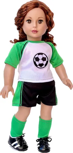 Miniatura 5 de Soccer Girl - Traje de fútbol de 4 piezas - Camisa, pantalones cortos, calcetines y zapatos - Ropa para muñecas de 18 pulgadas (toll no incluido)