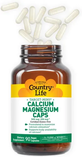 Miniatura 6 de Country Life Target-Mins Complejo de calcio y magnesio - 1000 mg de calcio, 500 mg de magnesio, suplemento sin gluten para la salud ósea