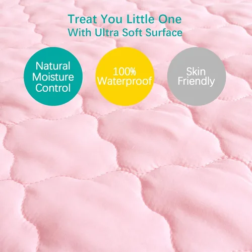 Miniatura 5 de Biloban - Protector de colchón impermeable acolchado para cuna, sábana bajera ajustable de hasta 9 pulgadas, absorbente y silencioso, protector