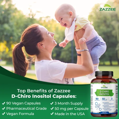 Miniatura 3 de D-Chiro Inositol para SOP 90 cápsulas vegetarianas 50 mg por ración Vegetarianos/veganos Potente apoyo SOP, fertilidad, y reproductiva