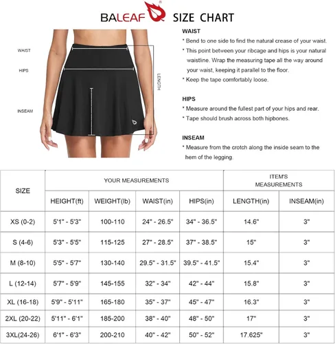 Miniatura 6 de BALEAF - Faldas de tenis plisadas para mujer, faldas pantalón de golf atléticas, con bolsillos, para correr, entrenar y hacer deportes