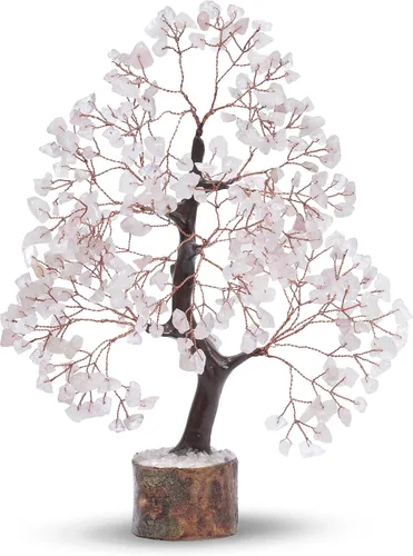 PYOR Árbol de Gemas de Cuarzo Rosa, Árbol de Cristales, Decoración de Reiki, Regalos de Cristal para Mujeres, Cristales de Cuarzo Rosa, Feng Shui,