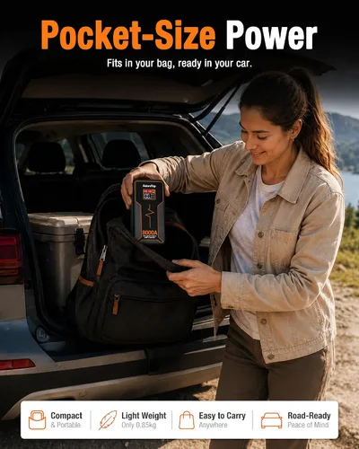 Miniatura 4 de Arrancador de batería de coche de 8000 A, batería portátil de 12 V para motores diésel de hasta 13L de gasolina/8L, abrazadera de pantalla