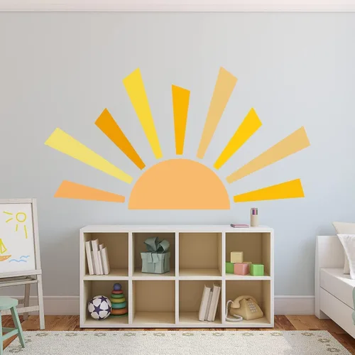 Miniatura 11 de 35.4 × 11.8 pulgadas, diseño de nubes de sol, mural de acuarela, vinilo moderno, extraíble, adhesivo para guardería, sala de juegos, sala de estar