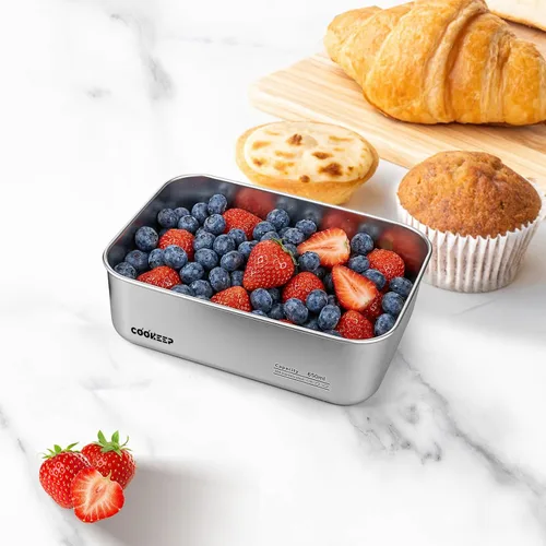 Miniatura 3 de Recipientes de alimentos de acero inoxidable de 22 oz/22.0 fl oz, recipientes de acero inoxidable con tapas, recipientes para aperitivos, lonchera