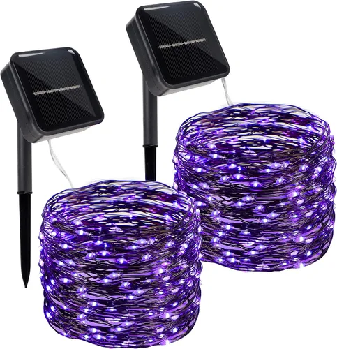 Miniatura 12 de Twinkle Star Paquete de 2 guirnaldas de 240 luces LED alimentadas por energía solar, para decoración de exteriores e interiores, de navidad, total