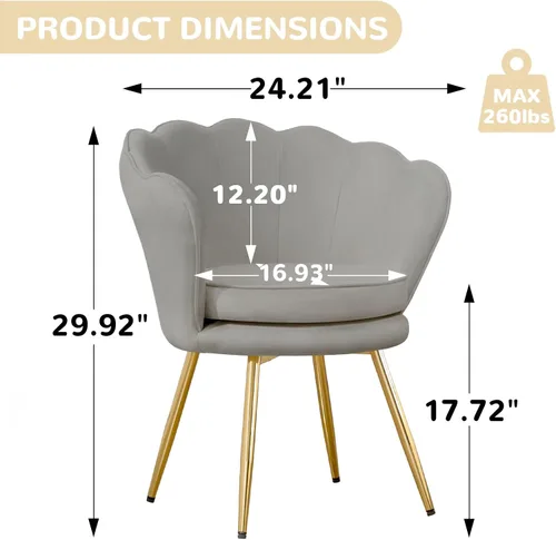 Miniatura 2 de Czlolo Juego de 2 sillas decorativas, sillas de tocador de terciopelo con respaldo, silla decorativa pequeña moderna de mediados de siglo para sala