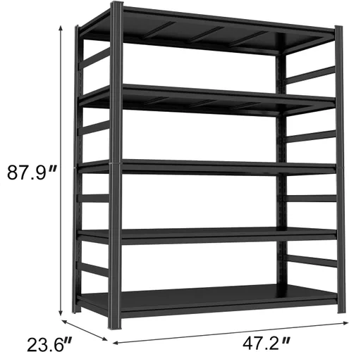Miniatura 2 de Estantería de metal para garaje, estantes de almacenamiento de acero resistente, capacidad de 3000 libras, estante de metal ajustable de 5 niveles